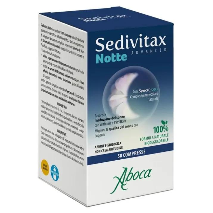 Aboca Sedivitax Notte Advanced Integratore Sonno, 50 Compresse