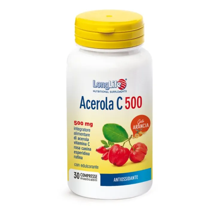 Acerola C 500 LongLife 30 Compresse Masticabili Arancia