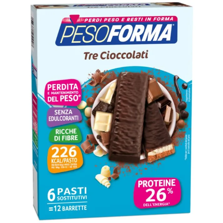 Barrette Tre Cioccolati Pesoforma® 12 Pezzi