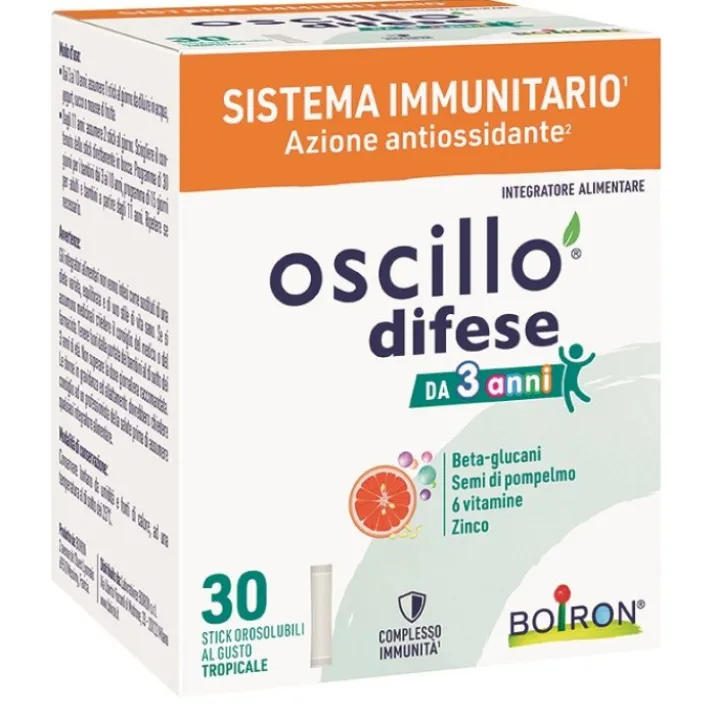 Boiron Oscillo Difese Integratore Alimentare Bambini, 30 Stick Gusto Tropicale