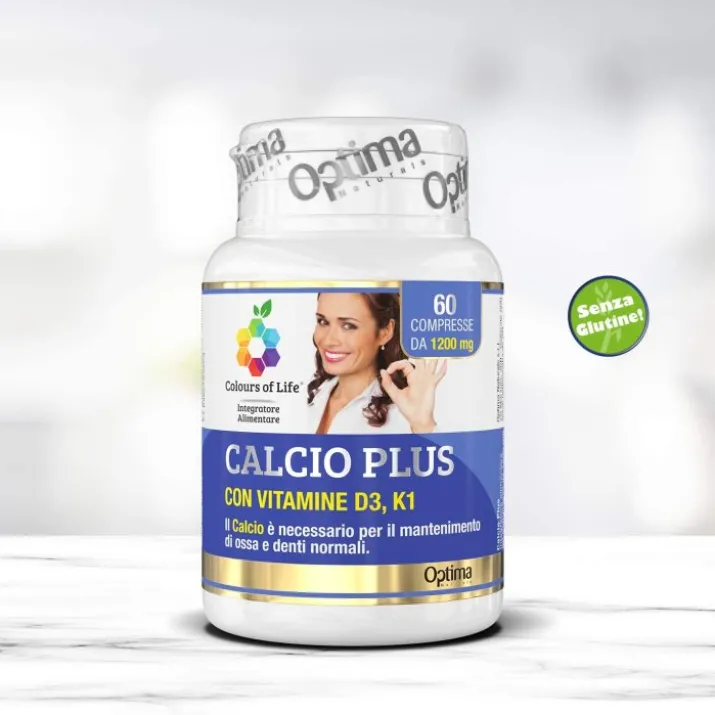 Calcio Plus Con Vitamine D3 E K1 Colours Of Life Optima Naturals 60 Compresse