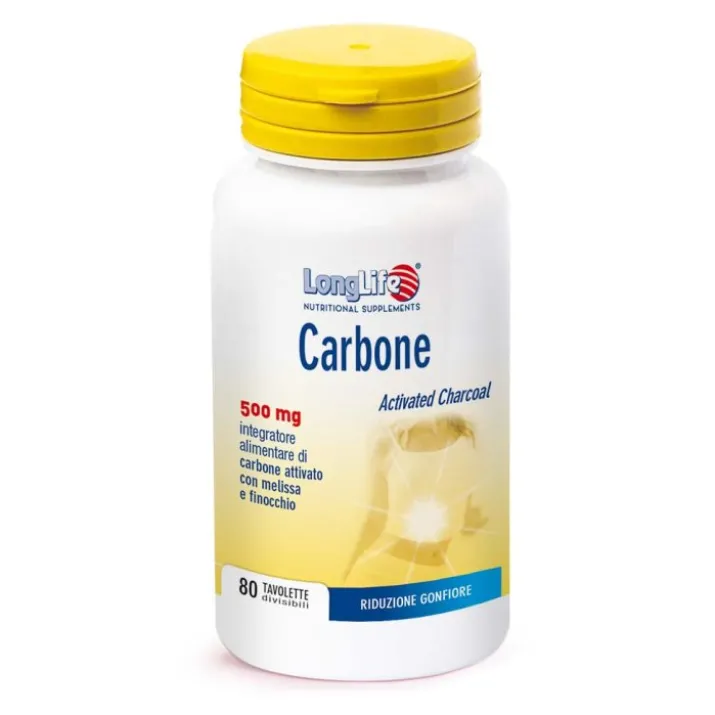 Carbone Attivato 500mg LongLife 80 Tavolette Divisibili