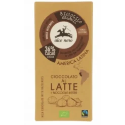Cioccolato Al Latte 36% Con Nocciole Intere Biologico Alce Nero 100g