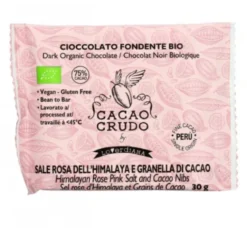 Cioccolato Fondente al Sale Rosa e Granella Cacao Cacao Crudo by Loverdiana 30g