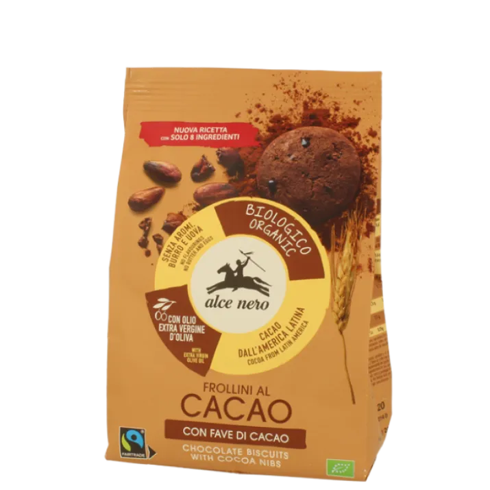 Frollini Al Cacao Con Fave Di Cacao Biologici Alce Nero 250g