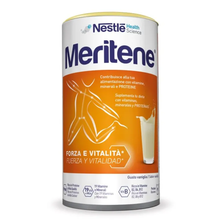 Nestlé Health Science Meritene Forza e Vitalità Polvere Vaniglia Integratore Di Proteine Vitamine E Minerali 270g