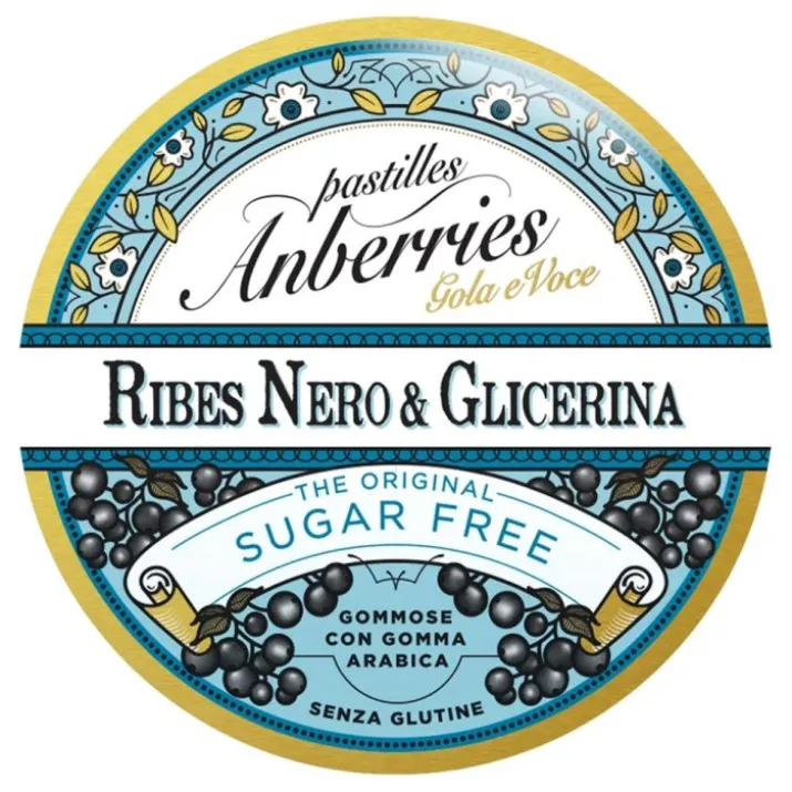 Pastiglie Gola Senza Zucchero Ribes Nero & Glicerina Anberries 55 g