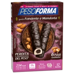 Pesoforma Pasto Sostitutivo Barrette al Cioccolato Fondente E Mandorla 12 Barrette