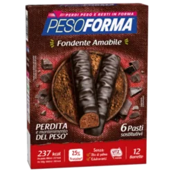 Pesoforma Pasto Sostitutivo Barrette Dark Cioccolato Fondente Amabile 12 Barrette