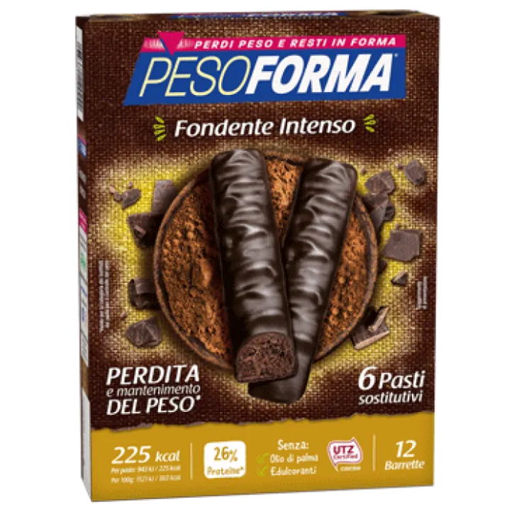 Pesoforma Pasto Sostitutivo Barrette Double Dark Cioccolato Fondente Intenso 12 Barrette