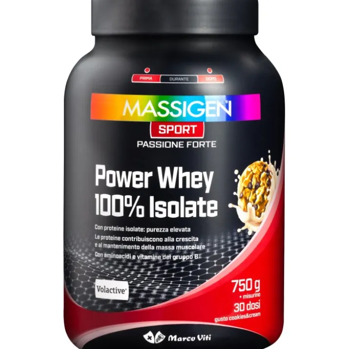 Power Whey 100% Isolate Cookies&Cream Massigen Sport 750g