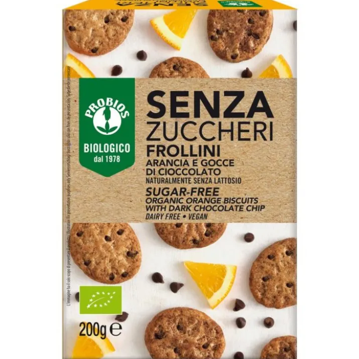 Senza Zuccheri Aggiunti Frollini Arancia Gocce Di Cioccolato ProBios 200g