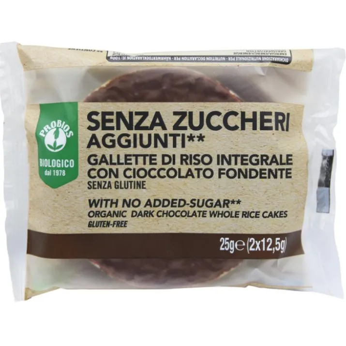 Senza Zuccheri Aggiunti Gallette Di Riso Con Cioccolato Fondente Probios® 25g