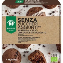 Senza Zuccheri Aggiunti Muffin Al Cacao Con Gocce Di Cioccolato Probios 160g